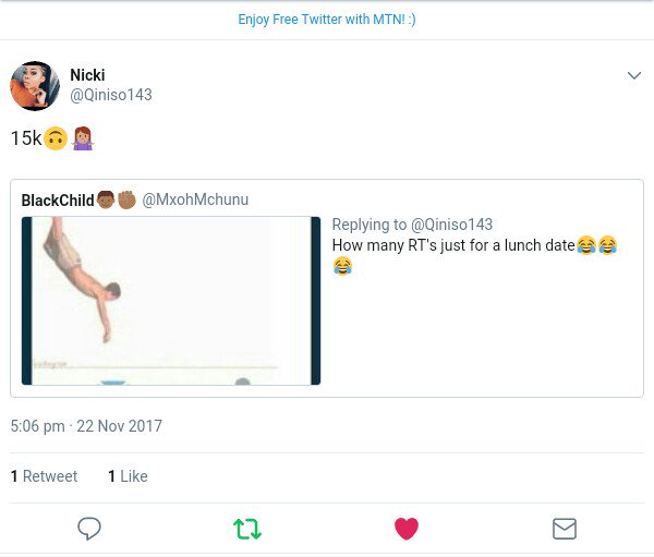 MxohMchunu's tweet photo. I hereby call all tweeps to help me get 15k RT's to go on a lunch date with this goddess😂😭😭😭

Yours,
BlackChild
@danielmarven @JustKholii_ @trapafasaSA @Mandylisous12_ @CassperNyovest @Karabo_Mokgoko https://t.co/ky1Uz8Ei6c