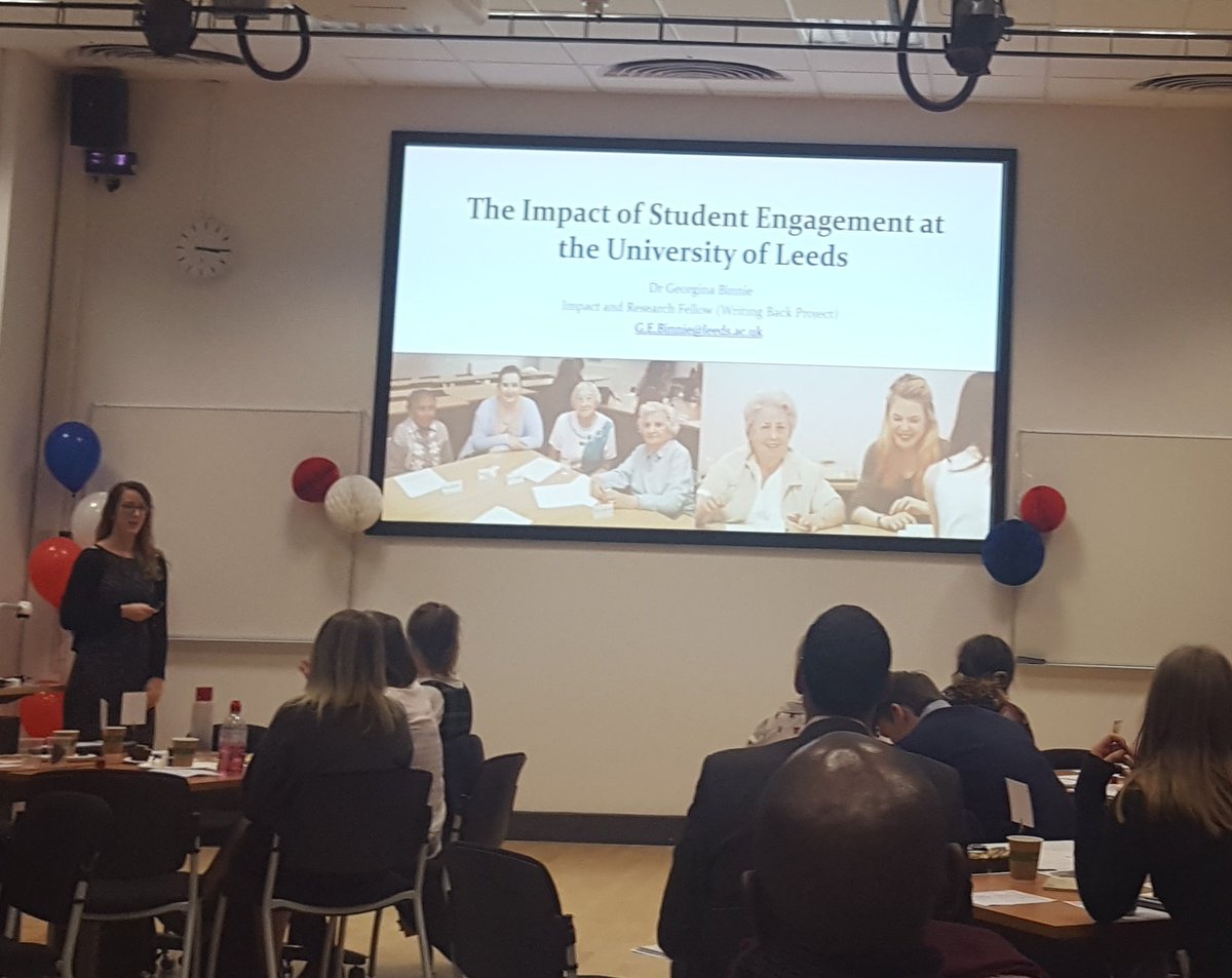 tess_hs's tweet photo. @GeorginaBinnie is talking about her inspirational project, @writing_back a penpal project between English students and the elderly. This year she's also brought in international students.@EngagementLeeds #getengagedleeds https://t.co/igAoh9FJk3