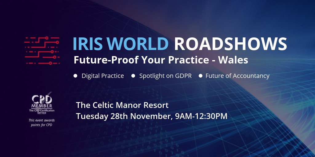 IRISaccountants's tweet image. #IRISWorld 2017 is coming to Celtic Manor, Wales on Tue 28th Nov. Join us to hear the latest on #GDPR, start your digital journey and #futureproofyourpractice ow.ly/iSoi30gKBEv