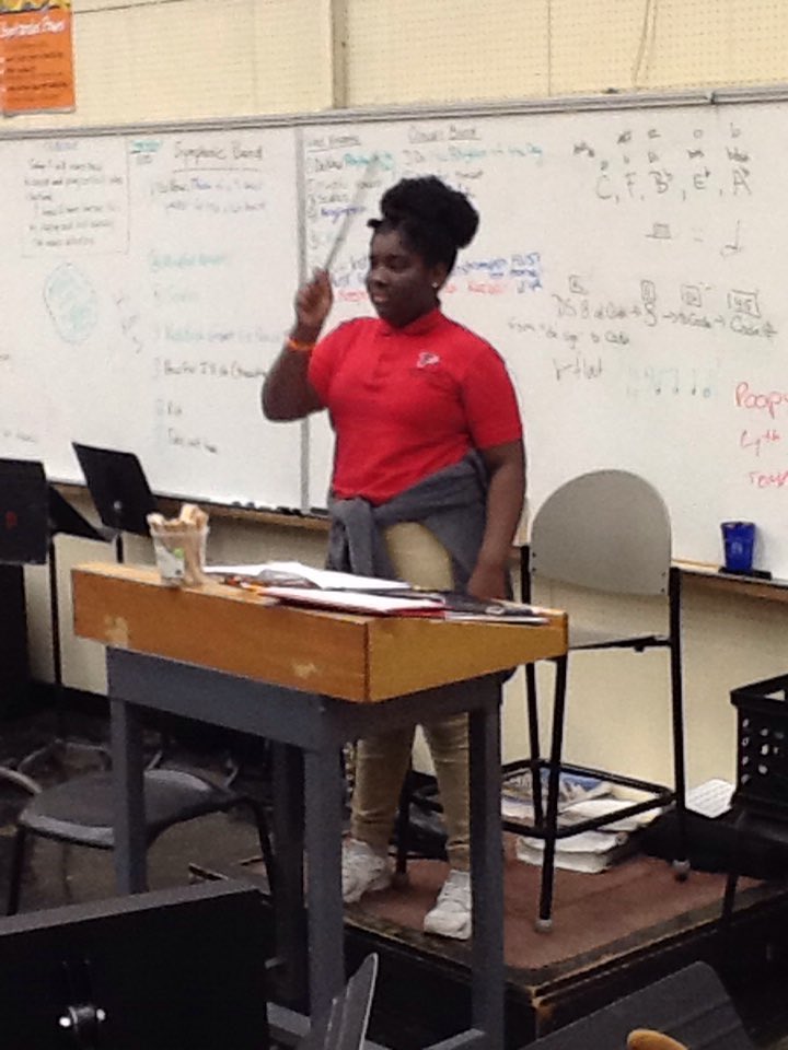 EHMSMusic's tweet photo. Ms. Yeboah and Mr. Watkins are holding the class to high expectations today. #studentconductors https://t.co/C8GrDTfkZf