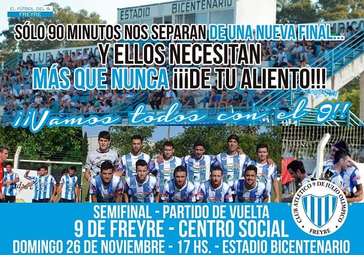 futbol9defreyre's tweet photo. EL DOMINGO, A LAS 17, SE JUEGA LA SEMIFINAL DE VUELTA EN EL BICENTENARIO Y NO PODÉS FALTAR.
♫ ♫ ♫ ¡¡¡Que los partidos se ganan, dentro de la cancha y en los tablones!!! ♫ ♫ ♫ https://t.co/3hd2UwmzyJ