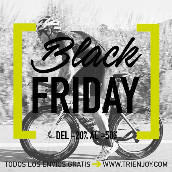 Trienjoy's tweet photo. Empezamos el #BlackFriday con TODO el material en stock entre -20% y -50% de descuento. Ofertas en tienda y en la nueva web 👉 https://t.co/nfzJFBaWtC https://t.co/mbEKFX55il