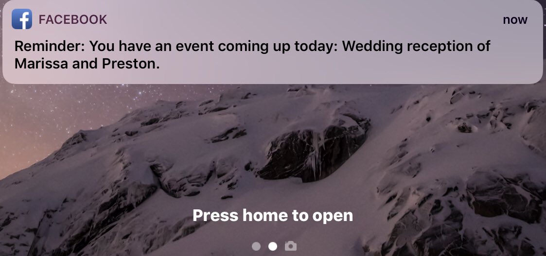 Prestonium21's tweet photo. 🤣 Good guy Facebook came in clutch with the morning of wedding wedding reminder (you know, just in case I forgot) https://t.co/wmN5chGBj3