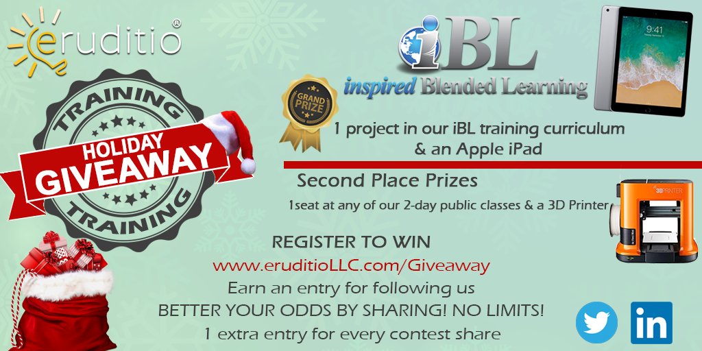 EruditioLLC's tweet photo. In the season of giving, we want to offer a little something more that will benefit both the company and you. We are ringing in the holidays with the gift of education!
For more info on how to win one of grand our prizes, follow the link below. #ERUship

https://t.co/bjWBJo8Dan https://t.co/ddTZRGyIQX