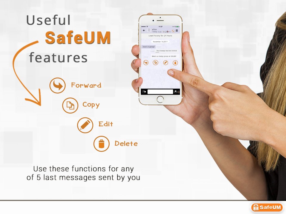 SafeUM's tweet photo. Check out one more #SafeUM feature. 
You can easily edit, delete copy &amp; forward messages in SafeUM. Just long-click the message you want to edit and choose among possible options in the menu that will appear. 
#Security #SecureMessenger https://t.co/jVrSpFiHJv