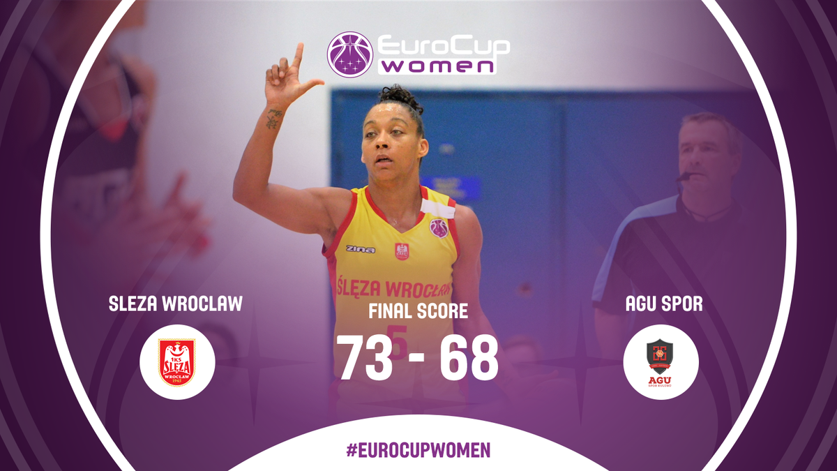 EuroCupWomen's tweet photo. 5 from 5 for @SlezaWroclaw as they hold off @AGUSporKulubu! @sharneezoll with a sweet double-double of 13 points and 11 assists 🔥! #EuroCupWomen

📊 https://t.co/pVbr81n8ho https://t.co/9bXWDDFFAj