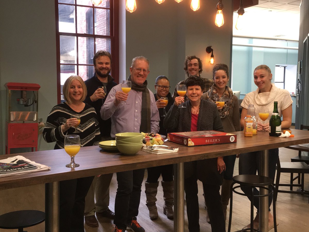 ddcworks's tweet photo. We’re starting the holiday feast early with @beilersdonuts, mimosas and scrapple (for the brave ones in the room) #Happythanksgiving from DDCworks https://t.co/I1H7pntCYf