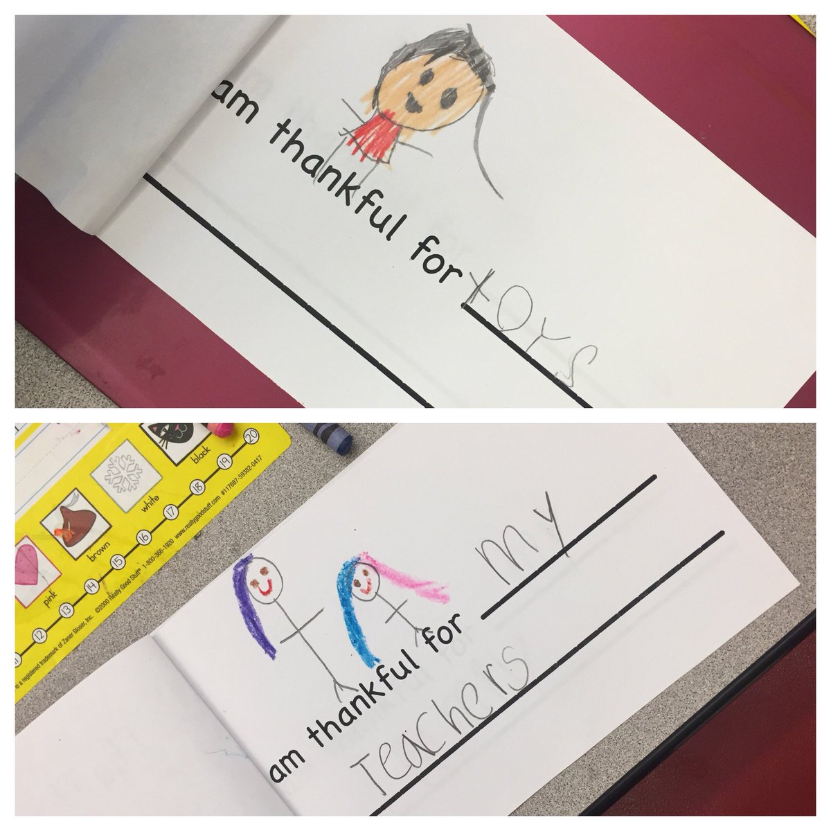 KeahLarsen's tweet photo. We are grateful for so many things! We read The Thankful Book by Todd Parr and then made our very own version. Happy Thanksgiving! #FoxMeadowPride https://t.co/PYceibSnyV