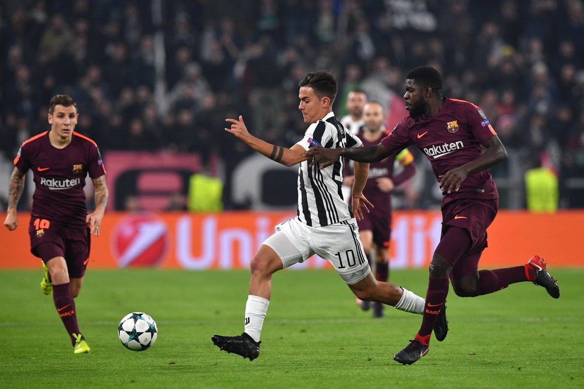 Menit ke-44 aksi brilian Paulo Dybala masih belum bisa menembus gawang Barca, via twitter @juventusfcen