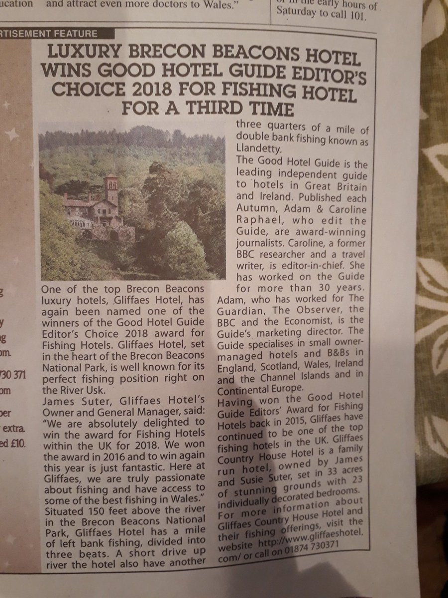 Glanusk's tweet photo. Well done James and Susie! @susie_gliffaes @gliffaes #wales @visitwales @VisitBeacons. You have done it again and so well deserved #neighbour #glanusk https://t.co/fYgUq7kRve