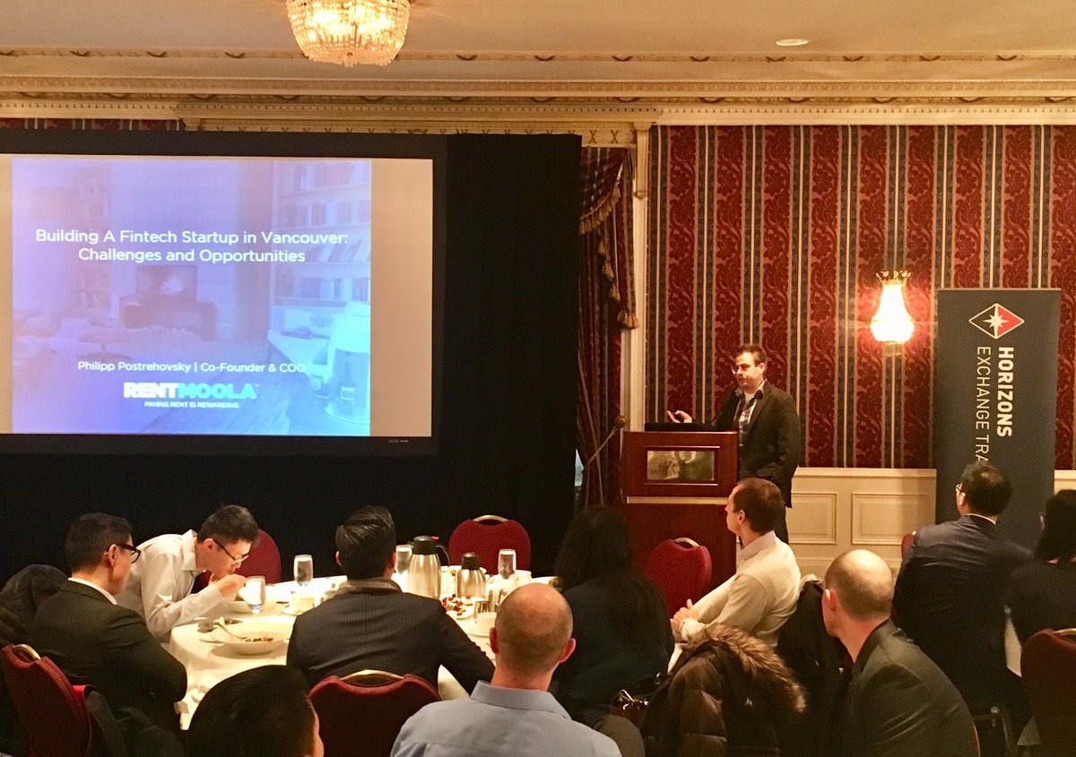 cfavancouver's tweet photo. Live Tweeting #CFAVanEvents with @philpostro of @rentmoola rentmoola. Discussing #FinTech start-ups in @CityofVancouver and why is this city becoming a technology hub. Thank you @HorizonsETFs for sponsoring today’s event. https://t.co/1Yuws7Ebxi