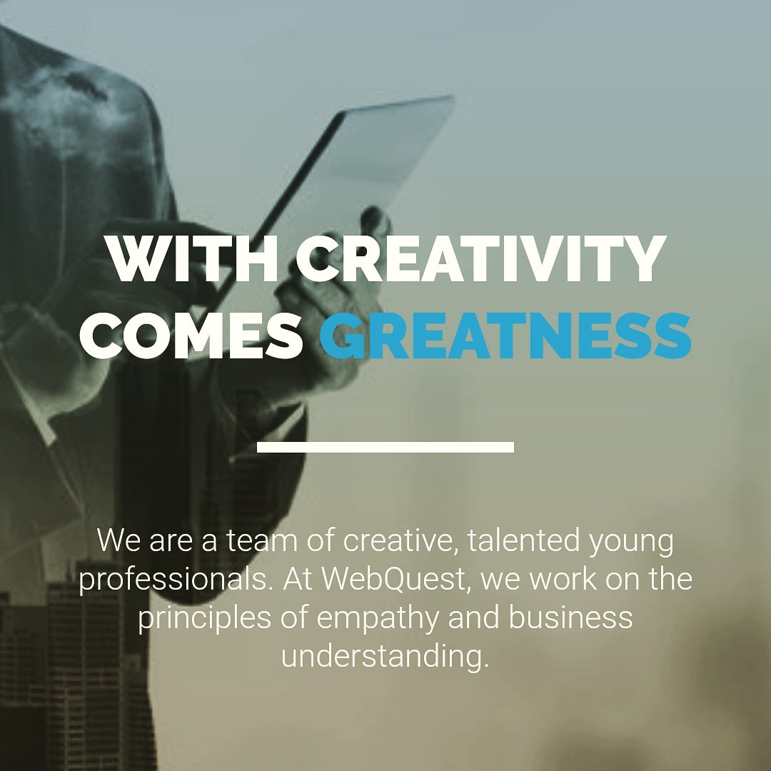 webquestworld's tweet photo. WebQuest is a digital marketing agency. We ride on the ever evolving tech solutions to help promote your business. #WebQuestWorld #BreakBoundariesReachTheUnknown #OnlineMarketing #SocialMediaMarketing #EmailMarketing https://t.co/F1kzPB24UP