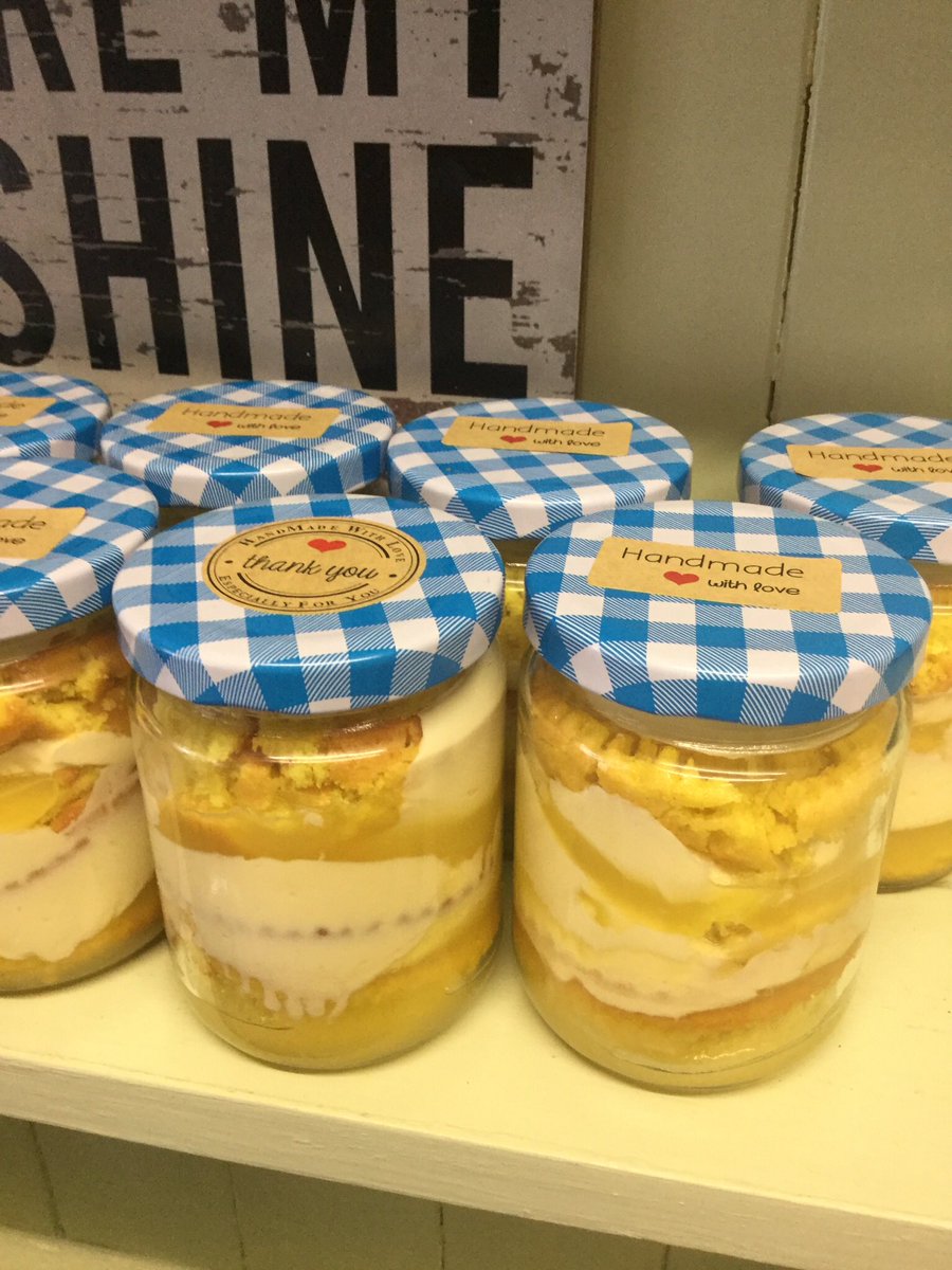 Hi Everyone! Tomorrow we will have some cake jars available. We will have:
Chocolate Fudge with chocolate buttercream &amp; Caramel Sauce  🍫
Lemon Drizzle with vanilla buttercream &amp; lemon curd 🍋

£3.50 each or 2 for £6!