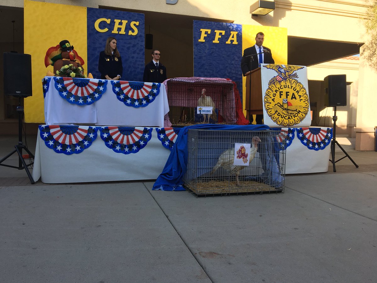 ffa_chandler's tweet photo. The moment is finally here. Mr. Rother officially pardoned Lil Louie Vert (NAU) and Blake Sparkton (ASU) during 2nd hour. 

Thank you to ALL Chandler High students for raising $630 for @ChandlerCARECtr @LRother_CHS https://t.co/bhPnTy6Sn8