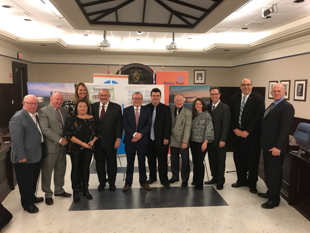 Happy to be in attendance today as The City of Mount Pearl announced the development of a Hotel, Conference Centre and Restaurant on Olympic Drive. This will be a great boost to the economy in our region. Congratulations!