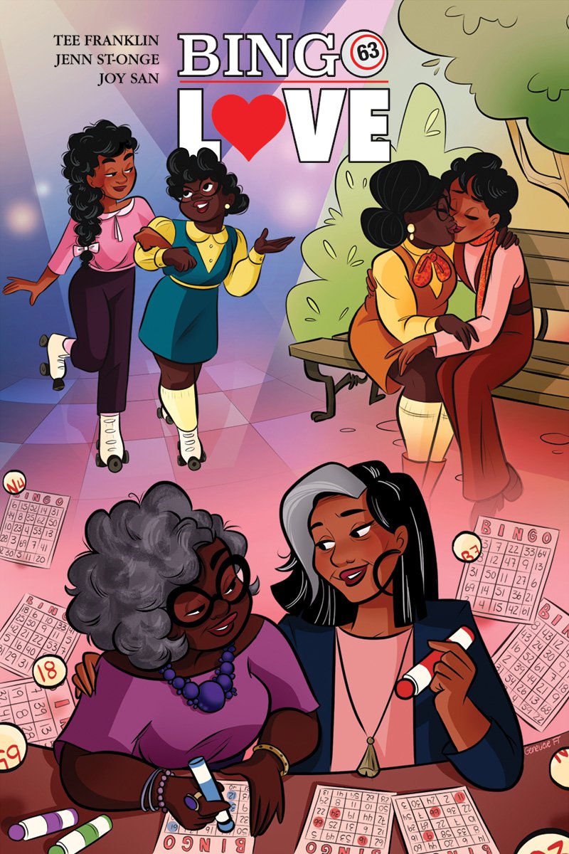 MizTeeFranklin's tweet photo. The new #BingoLove cover by @GenevieveFT for @ImageComics is THEE cutest! Be sure you preorder my FIRST graphic novella w/ @princess_jem4, @sexytuna, @redbirdletters &amp; @EricaSchultz42, out on Valentine's Day. Use Diamond code: DEC170648 https://t.co/wfjLUvYhY7