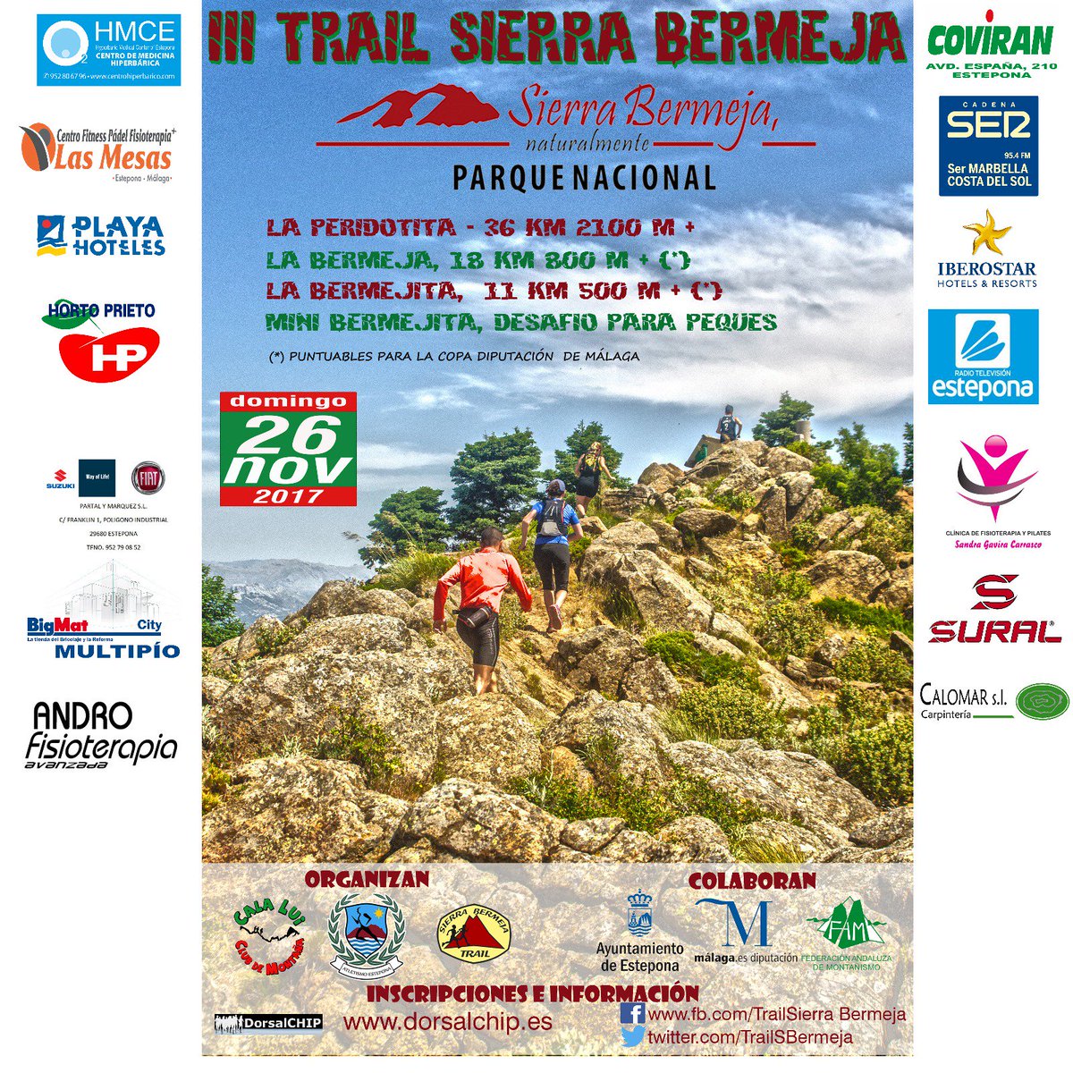 TrailSBermeja's tweet photo. En el enlace se puede consultar el programa para el #IIITrailSierraBermeja  Os esperamos. https://t.co/u3XaxbmM4H https://t.co/yUE6PHcF1v