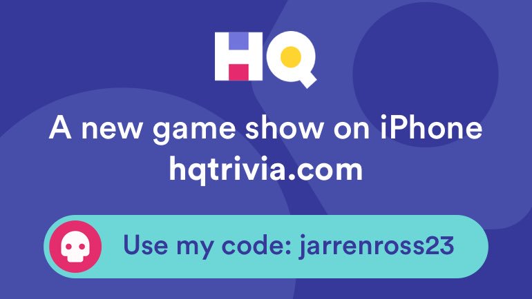 4_Ross_4's tweet photo. I’m playing a game called @hqtrivia. You should play too. Use my code ‘jarrenross23’ to sign up https://t.co/rWj4XmTExd https://t.co/KmgUXaRsqv