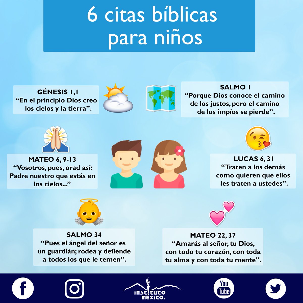 ComunidadImex Les compartimos 6 citas bíblicas para niños, fáciles de  entender e ideales para enseñarlos a leer la Biblia. #MiércolesDeFe, image size:1200x1200