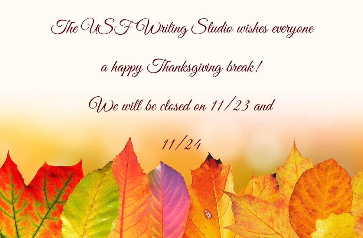 USF_ASC's tweet photo. Enjoy your break! #usfwriting https://t.co/HCuP5vhP56