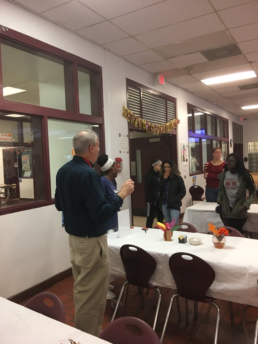 Thanksgiving dinner set up at BHS, so proud of these students and my colleague Mr G! #BPatriotProud