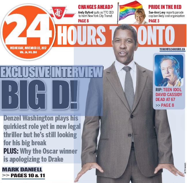 Denzel wants .<a href="/markhdaniell/">Mark Daniell</a> to send a message to Drake! Pride Toronto in the RED! TTC future in limbo? And more! eedition.toronto.24hrs.ca/epaper/viewer.…