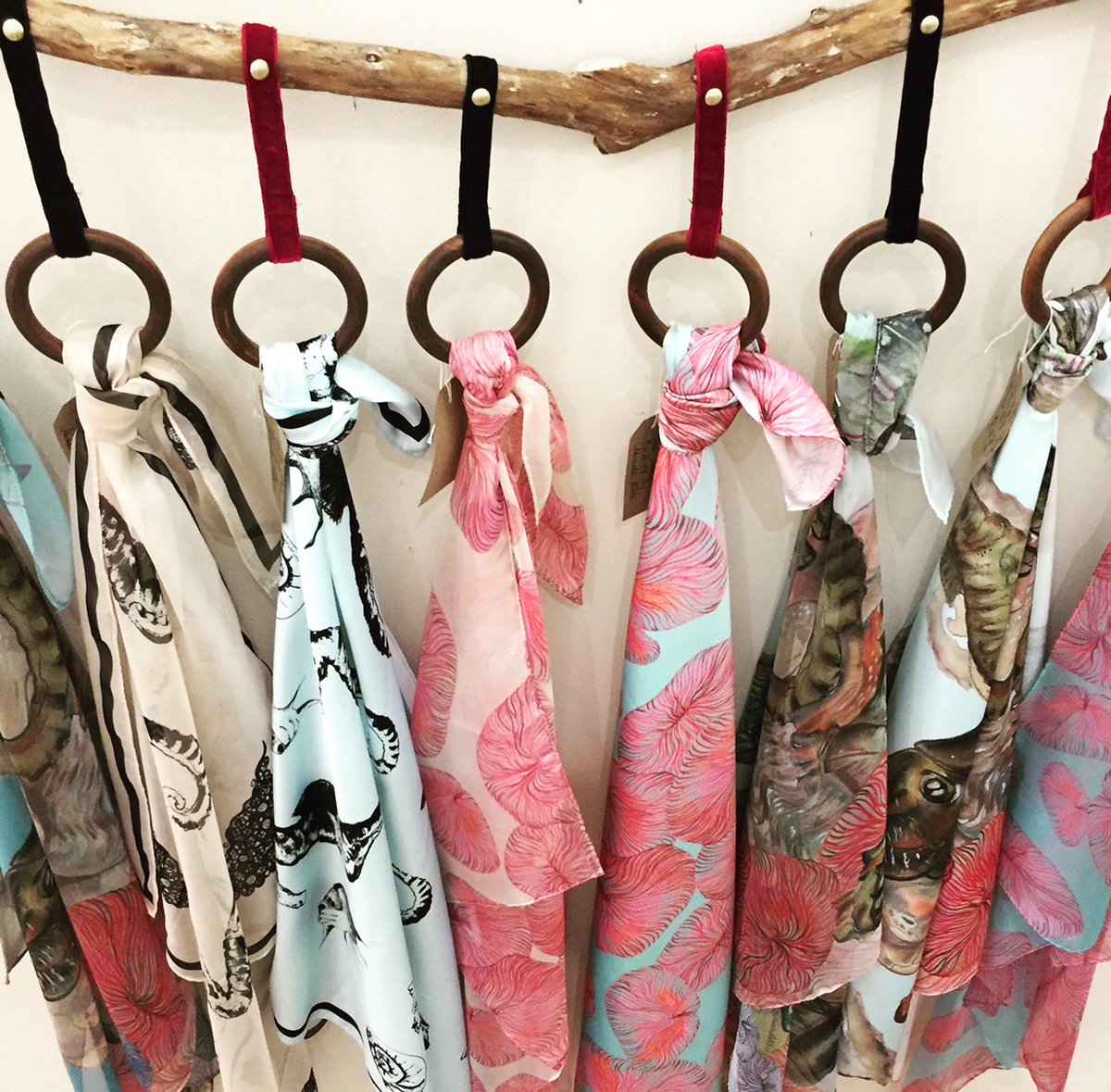 artmhobbs's tweet photo. My Sea Creature collection of headscarves - currently available at The Spotlight Gallery, Newark Town Hall, Notts. #christmasgifts #present #christmas https://t.co/A0i0SV0Ggv