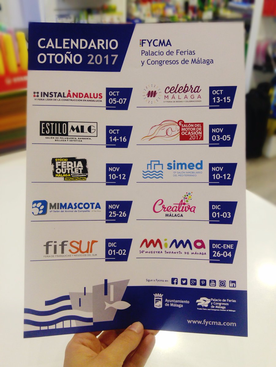 FIFSUR's tweet photo. ¿Habéis visto el atractivo calendario Otoñal 2017 del @Fycma ? https://t.co/VIDoWnZ2HU