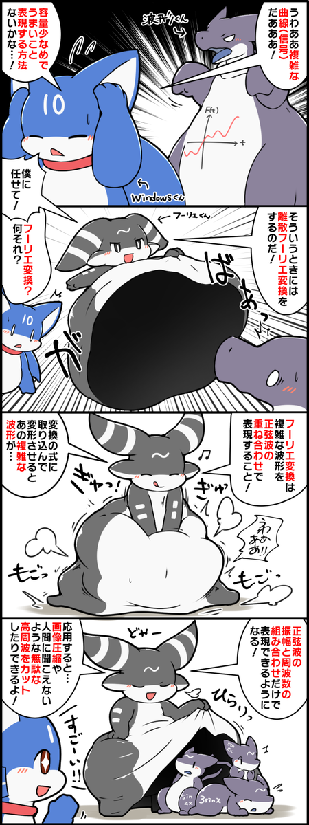 4コマで見るフーリエ変換の目的 #擬竜戯画 