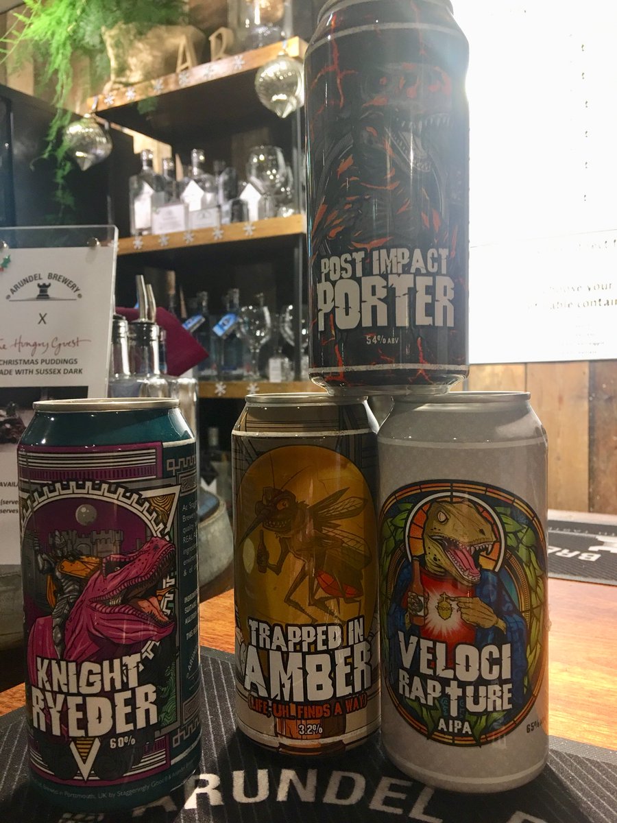 ArundelBrewery's tweet photo. Look what arrived in the shop with the new #KnightRyeder cans! Not one, not two, but three other @StaggeringBeer beers! Better be quick! ๐ป https://t.co/N04TlEPiCt