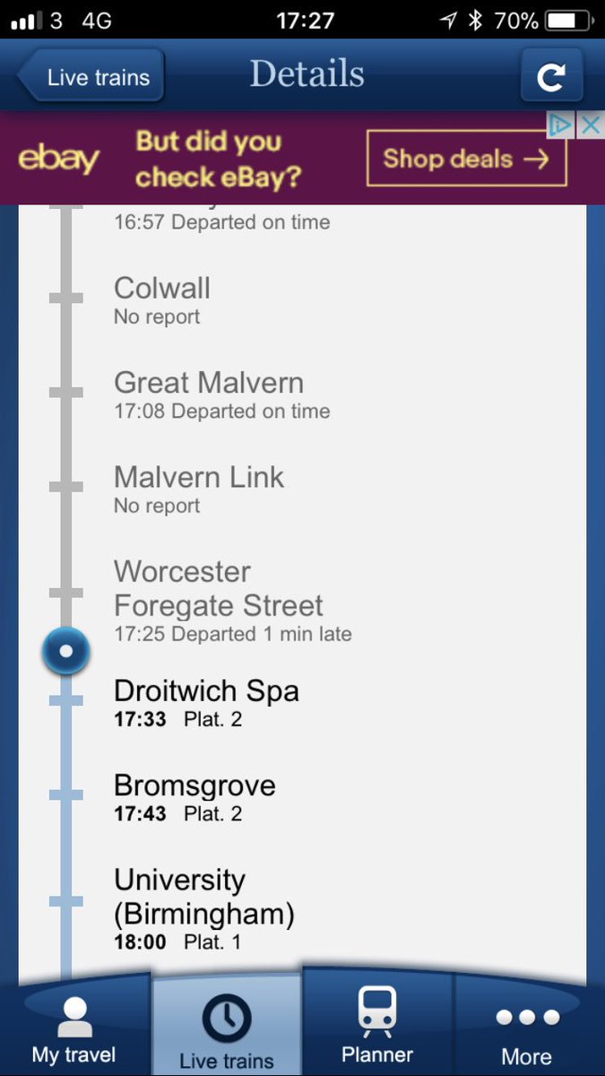 flashworth's tweet photo. @londonmidland - why does this say we have left Worcester fore gate street. I am in the train and we have are stuck before Worcester. Lies. https://t.co/BQr5fCGJgd