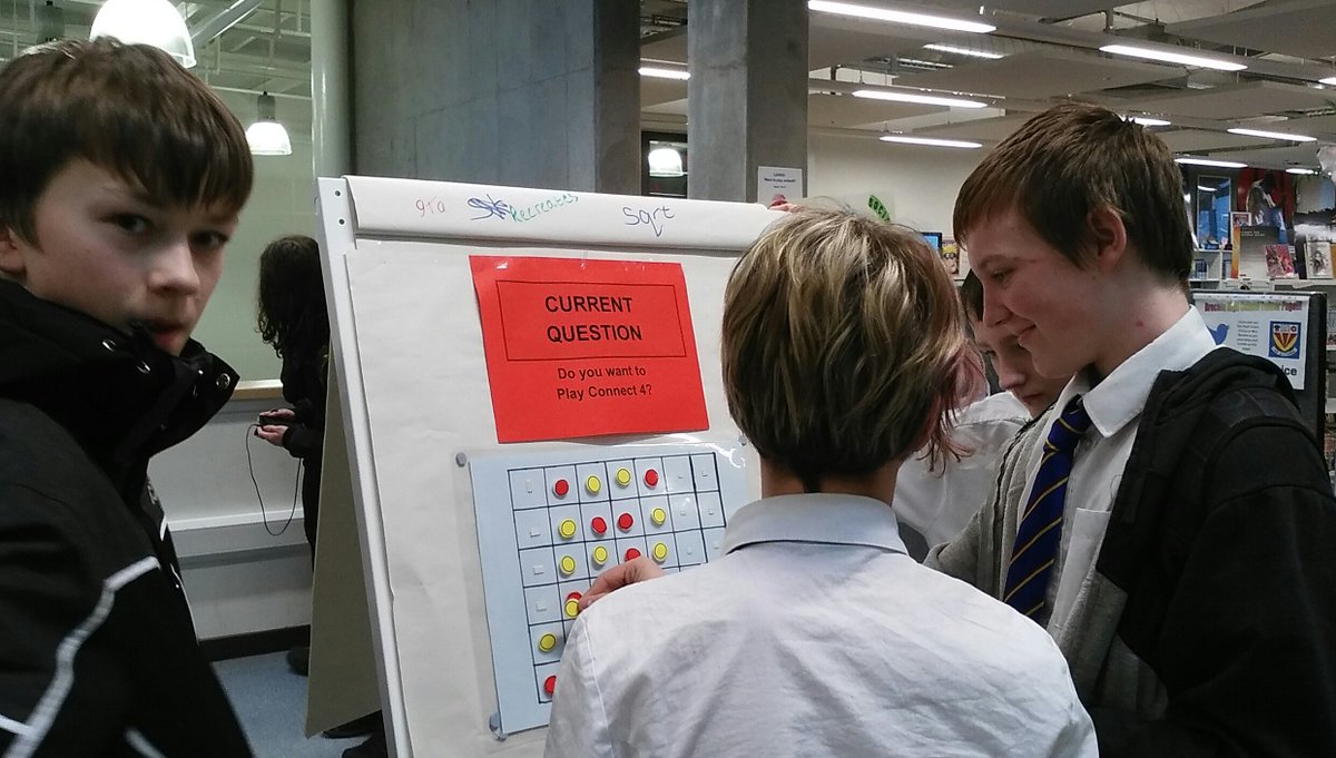 BrechinHighLib's tweet photo. Thomas reporting on all the action from today's epic #Connect4 challenge! Defending champion Chloe keeps her 👑, with 20 wins! 🙀 #UsingOurBrains #BrechinHighValues #friendliness #inclusion #numeracy 🏆 https://t.co/7T2zKpWP2O