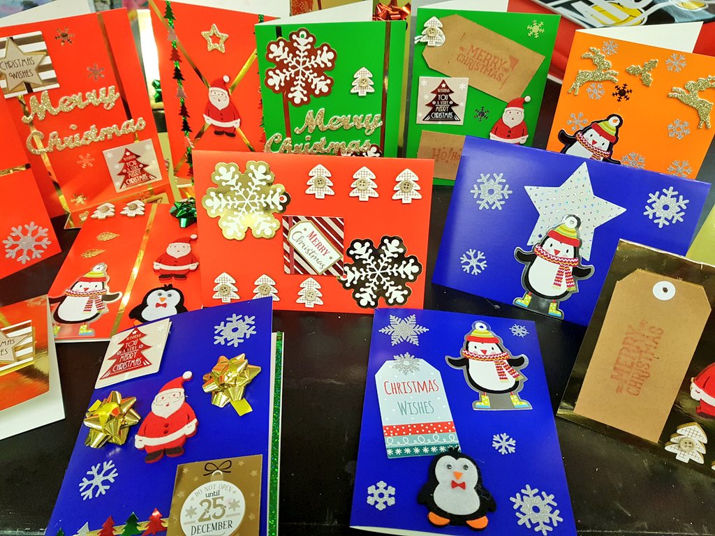 WestleighArt2's tweet photo. My lovely form's hand made christmas cards ready to sell next week #fewmoretogo #fundraising #christmas 🎁🎄 https://t.co/2dpymY17NP