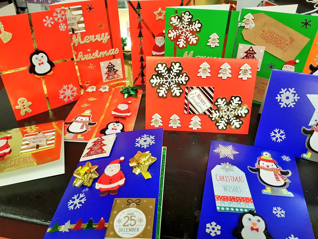 WestleighArt2's tweet photo. My lovely form's hand made christmas cards ready to sell next week #fewmoretogo #fundraising #christmas 🎁🎄 https://t.co/2dpymY17NP