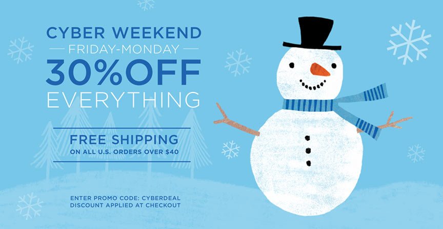 CYBER WEEKEND has arrived!!! Don’t miss out on these incredible deals! The Holidays are right around the corner. Get all your gifts for 30% off and FREE FREIGHT. Shop Friday – Monday to take advantage of the SALE! Enter code CYBERDEAL at checkout. crocodilecreek.com