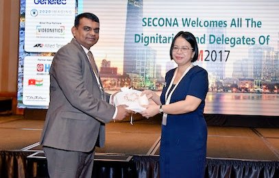 PureWaste's tweet photo. With Ms. Trinh, Deputy Director of #HoChiMinhCity Department of Information and Communications. #SECONA #ASCM2017 @CaravelleSaigon. #Vietnam https://t.co/2zbmv2T4cQ