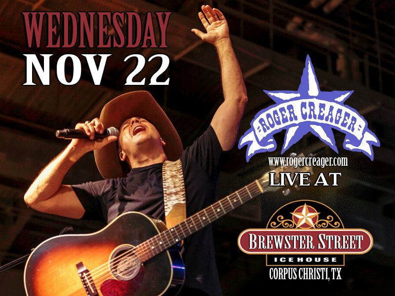 BrewsterStreet's tweet photo. Lets get it tonight, Corpus! @rogercreager & @CameranNelson take the stage! Doors at 8p, show at 9p. #PreThanksgivingBash #TexasThrowdownWednesday https://t.co/EkfGYUAFYa