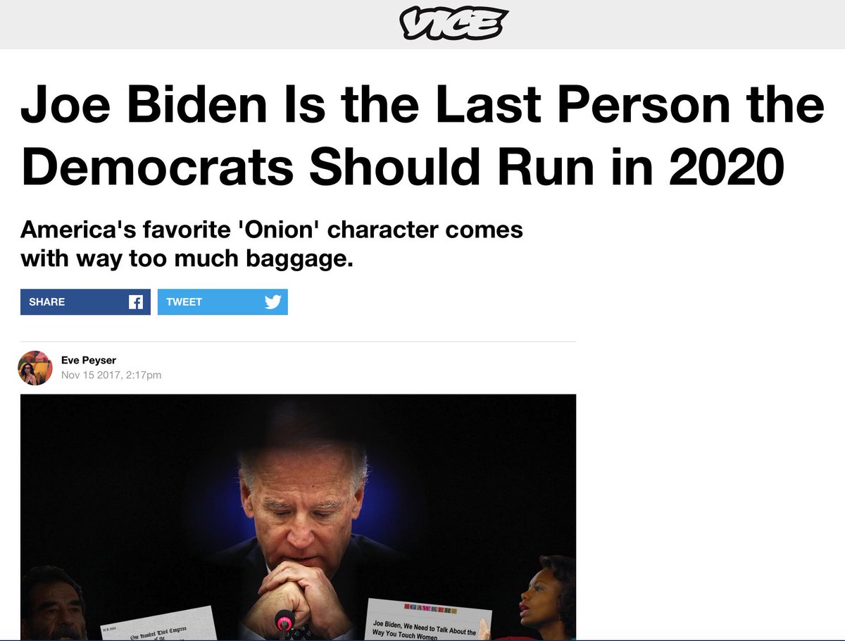 Biden has been allowed to be an openly racist, serial harasser -- FOR YEARS -- with complete protection from the media. Now he's talking about possibly running for president in 2020.The media (that's allowed) is trying to warn you again.It's time to break the cycle.(END)