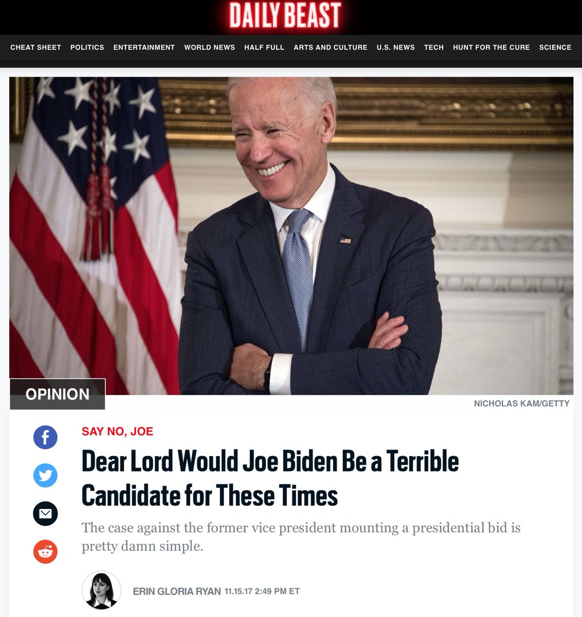 Biden has been allowed to be an openly racist, serial harasser -- FOR YEARS -- with complete protection from the media. Now he's talking about possibly running for president in 2020.The media (that's allowed) is trying to warn you again.It's time to break the cycle.(END)