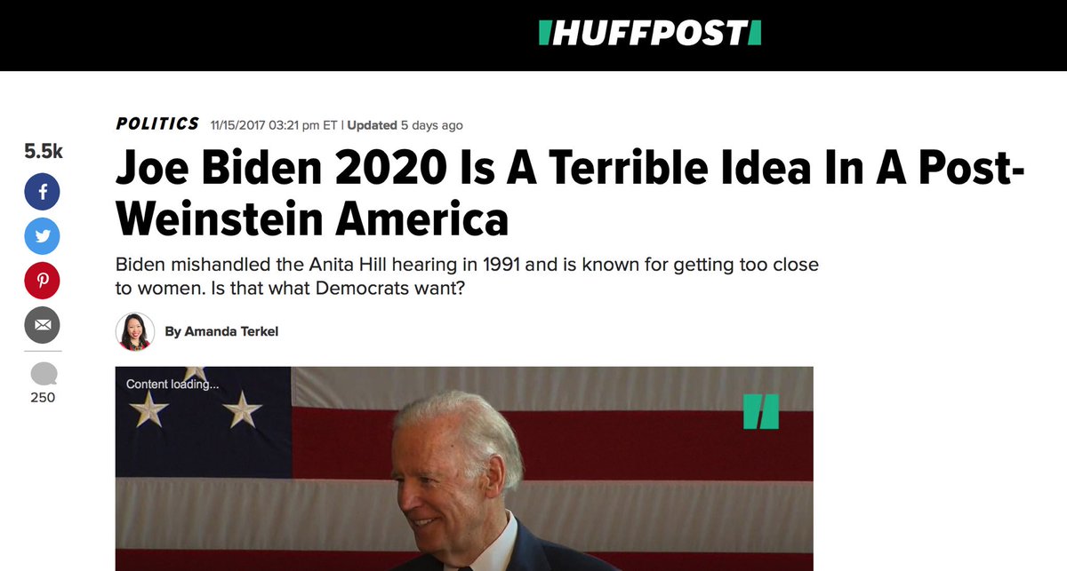 Biden has been allowed to be an openly racist, serial harasser -- FOR YEARS -- with complete protection from the media. Now he's talking about possibly running for president in 2020.The media (that's allowed) is trying to warn you again.It's time to break the cycle.(END)