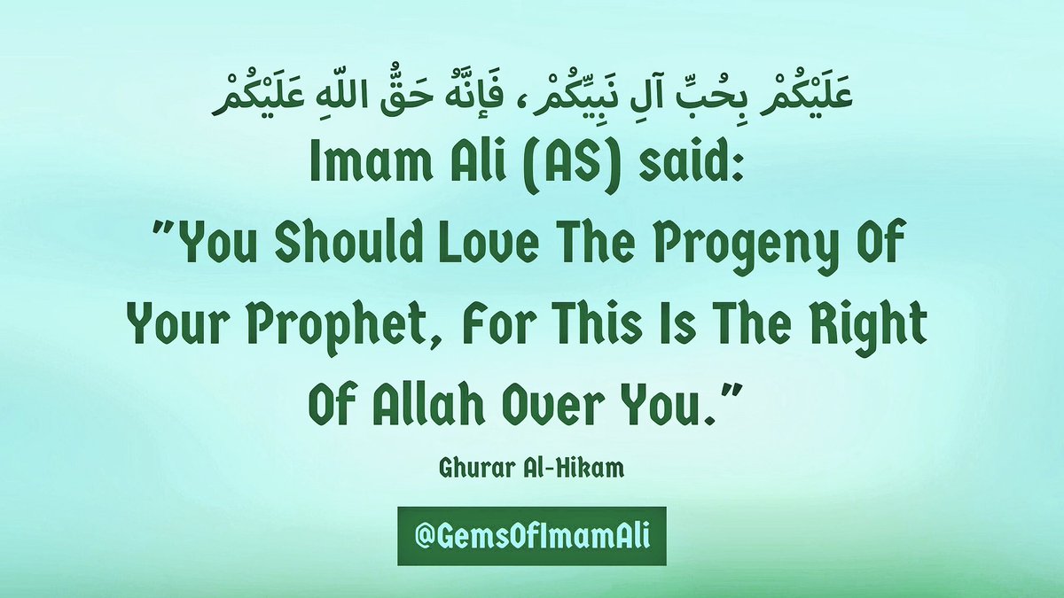 ImamAli AS said "You Should Love The Progeny Your Prophet For This Is The Right Allah Over You " ProphetMohammad SAWA Bibi FatimaZahra