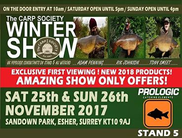 CarpWinterShow's tweet photo. Visit the Prologic on Stand 5 at this weekends Carp Society Winter Show 25/26 Nov 2017 https://t.co/WTCoXMynbA https://t.co/pnX1DlNYoc