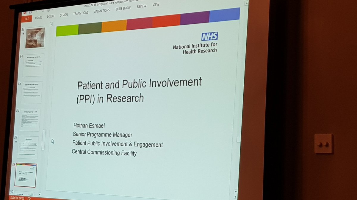 David_T_Evans's tweet photo. How to improve patients and public involvement especially in #HealthCare #Resesrch.@OfficialNIHR #ioic2017 https://t.co/9Nhu3Esi7c