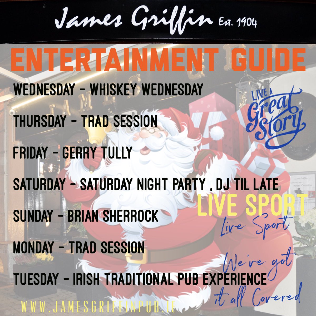 jamesgriffinpub's tweet photo. Here’s what’s happening this week at the James Griffin Pub
.
#JamesGriffinPub
#OnePlaceToBe
#Lenihans
https://t.co/tzIAzYg0W0 https://t.co/W0yQrVFhaB