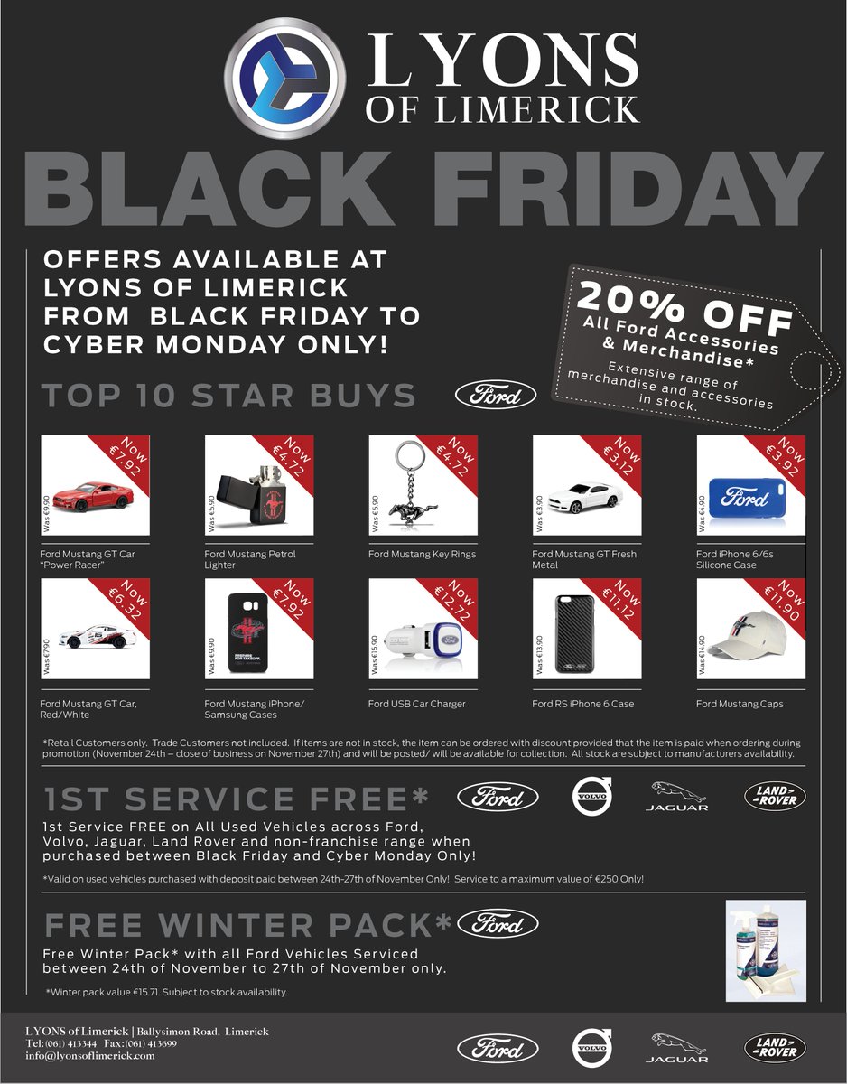 LyonsLimerick's tweet photo. Black Friday Specials only at Lyons of Limerick https://t.co/Ekeo1LDXOT