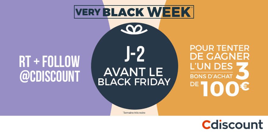 Cdiscount's tweet photo. 🎁 #Concours 

💶  3 bons de 100€ pour le #BlackFriday > https://t.co/5cxfAJu8vG

🔸 Pour participer : RT + Follow @Cdiscount

☑️ TAS 24/11 https://t.co/s5IzTXCKcB