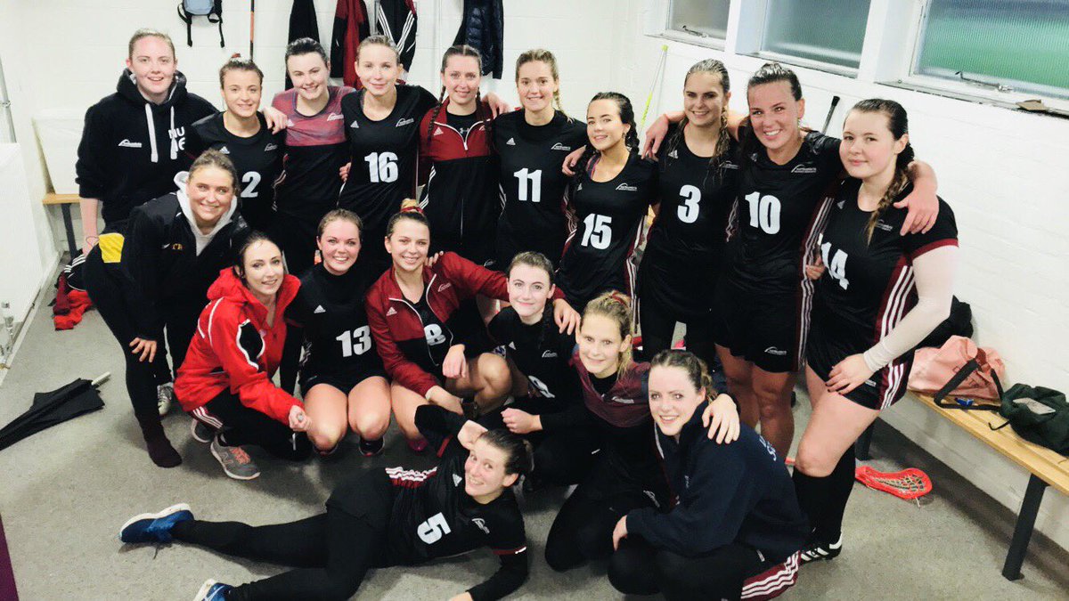 The girls after playing in torrential rain. #drownedrat #Thisgirlcan #TNARMY 🔴⚫️ well done to <a href="/duwlax/">Durham Women’s Lacrosse</a> great win, good luck in the next round