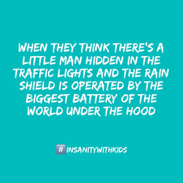 Insanity_w_Kids's tweet photo. When they think there's a little man hidden in the traffic lights and the rain shield is operated by the biggest battery of the world under the hood 

#kids #momlife #dadlife #parenting #driving #car #knowyourcar #mumlife https://t.co/XpIHVR7BNY
