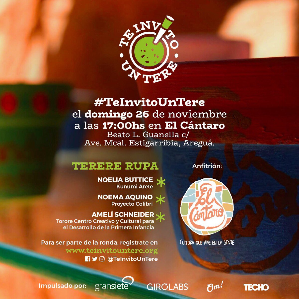 TeInvitoUnTere's tweet photo. ¡Cuarta ronda de nuestro terere social! 
Reserva tu Lugar ➡ https://t.co/kCDJvAU20m 
#teinvitountere #tereresocial #tererejere https://t.co/xZueinUyBH