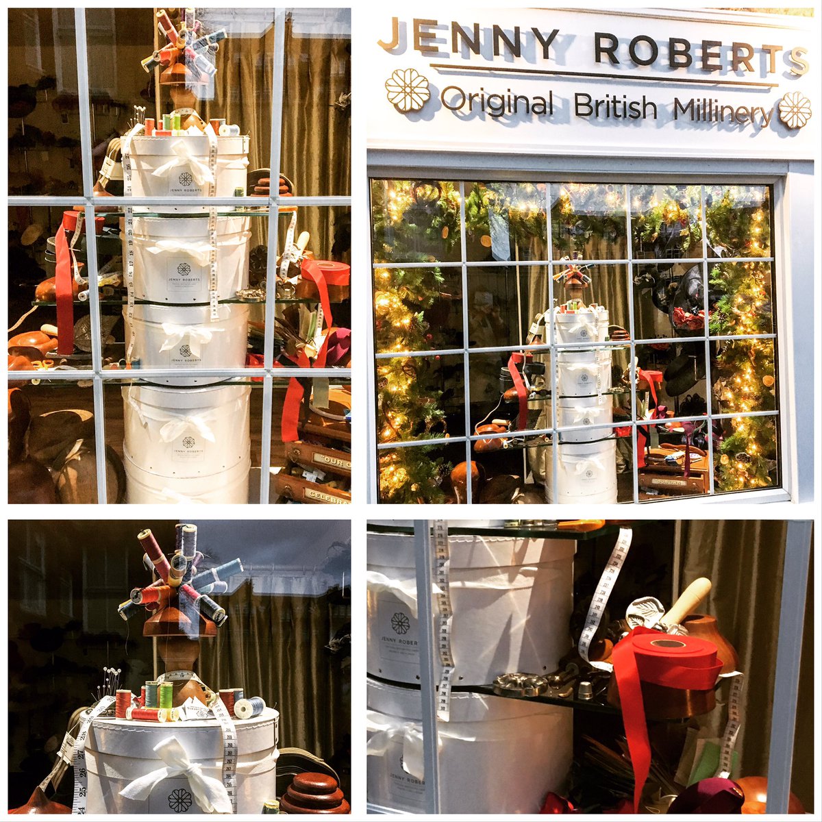 jr_millinery's tweet photo. It's starting to look a lot like Christmas #Christmaswindows #coldbathroad #harrogate #millinerymagic #hatmakers https://t.co/MQg2A7Mfjz
